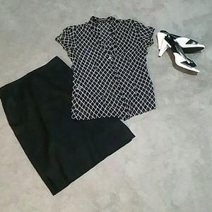Sheer Top (M) / Black Skirt  (6) only
